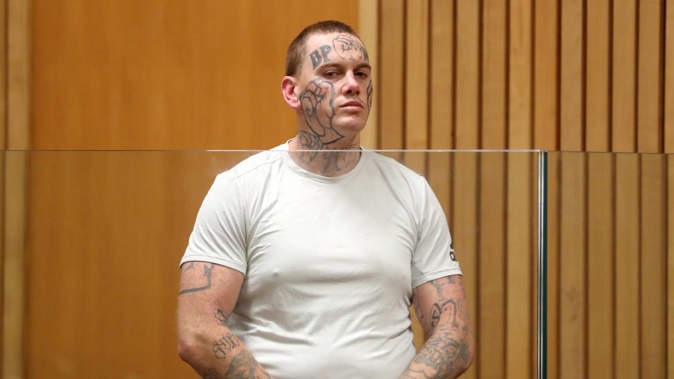Black Power prospect Anthony Wiremu Newton has the gang's symbols tattooed across his face and body. Photo / NZME