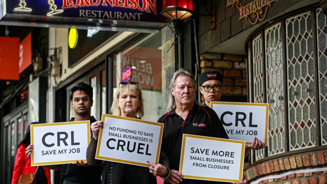 Tony's Lord Nelson restaurant owner Ann Hewlett and staff (from left Mihir Bhargava, Don Watt and Henry Truong. (Photo / Alex Burton)