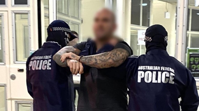 Comanchero boss Mark Buddle has been arrested on Australian soil. Photo / Australian Federal Police via news.com.au