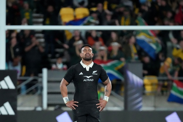 All Blacks Ardie Savea stands dejected after their loss during the Rugby Championship - New Zealand All Blacks v South Africa test match at Sky Stadium, Wellington. 13 September 2025. © Copyright image by Marty Melville