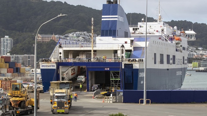 The Bluebridge Cook Strait ferry Connemara pictured at its terminal on Waterloo Quay in March, 2023. The vessel had to be towed back to port last night. Photo / Mark Mitchell