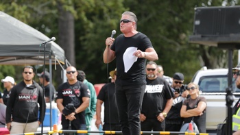 Brian Tamaki leads rally, calls for Luxon to defend free speech