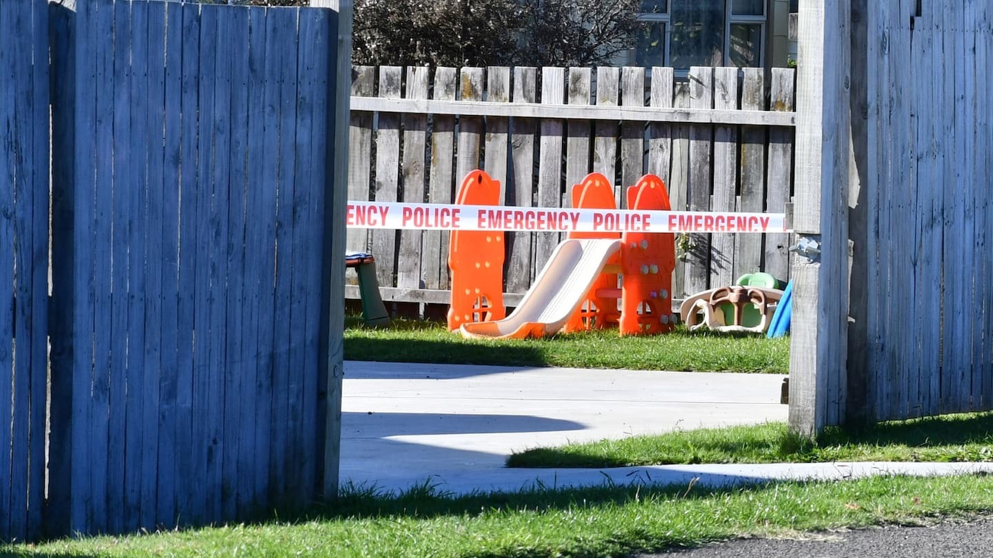 Police at Kendra Scanlon's home on Brookland Rd in Western Heights in April 2022. Photo / Laura Smith