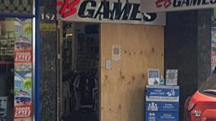 The front entrance of Emerson St, Napier, retailer EB Games, back in business after a Sunday-morning ram-raid. Photo / Doug Laing