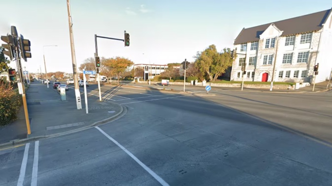 A busy Ōamaru intersection is closed after a two-vehicle crash involving a motorcycle. Photo / Google Maps