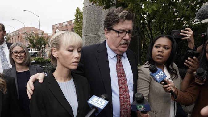 Sherri Papini arrives at the federal courthouse for sentencing accompanied by her attorney William Portanova. Photo / AP