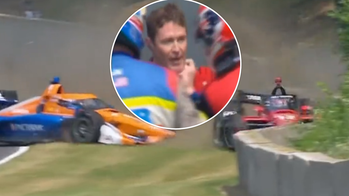Scott Dixon and Will Power were involved in a heated argument following a crash in practice. Photos / Twitter