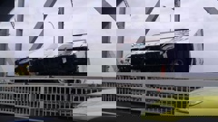 A truck was blown on its side in a freak gust of wind in September 2020 when winds gusted up to 127km/h. Photo / File