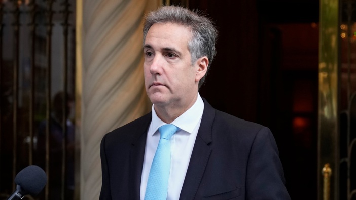 Michael Cohen leaves his apartment building on his way to Manhattan criminal court in New York on May 14. Photo / AP