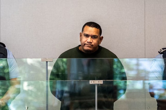 Benjamin Gabriel appears in the High Court at Auckland, charged with the murder of Samuel Curle. Photo / Michael Craig
