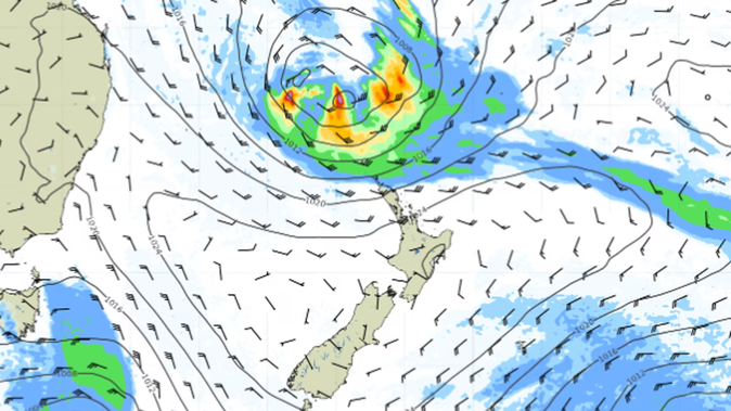 The remnants of Tropical Cyclone Lola are to merge with a low-pressure system off Australia and then track to New Zealand. Photo / MetService