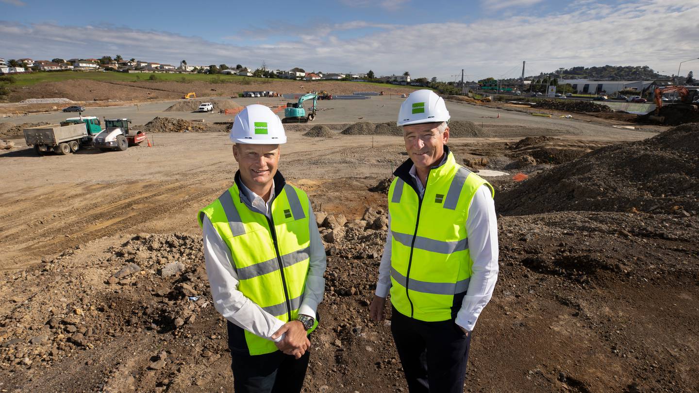 Goodman development chief Mike Gimblett with CEO John Dakin. Photo / Brett Phibbs