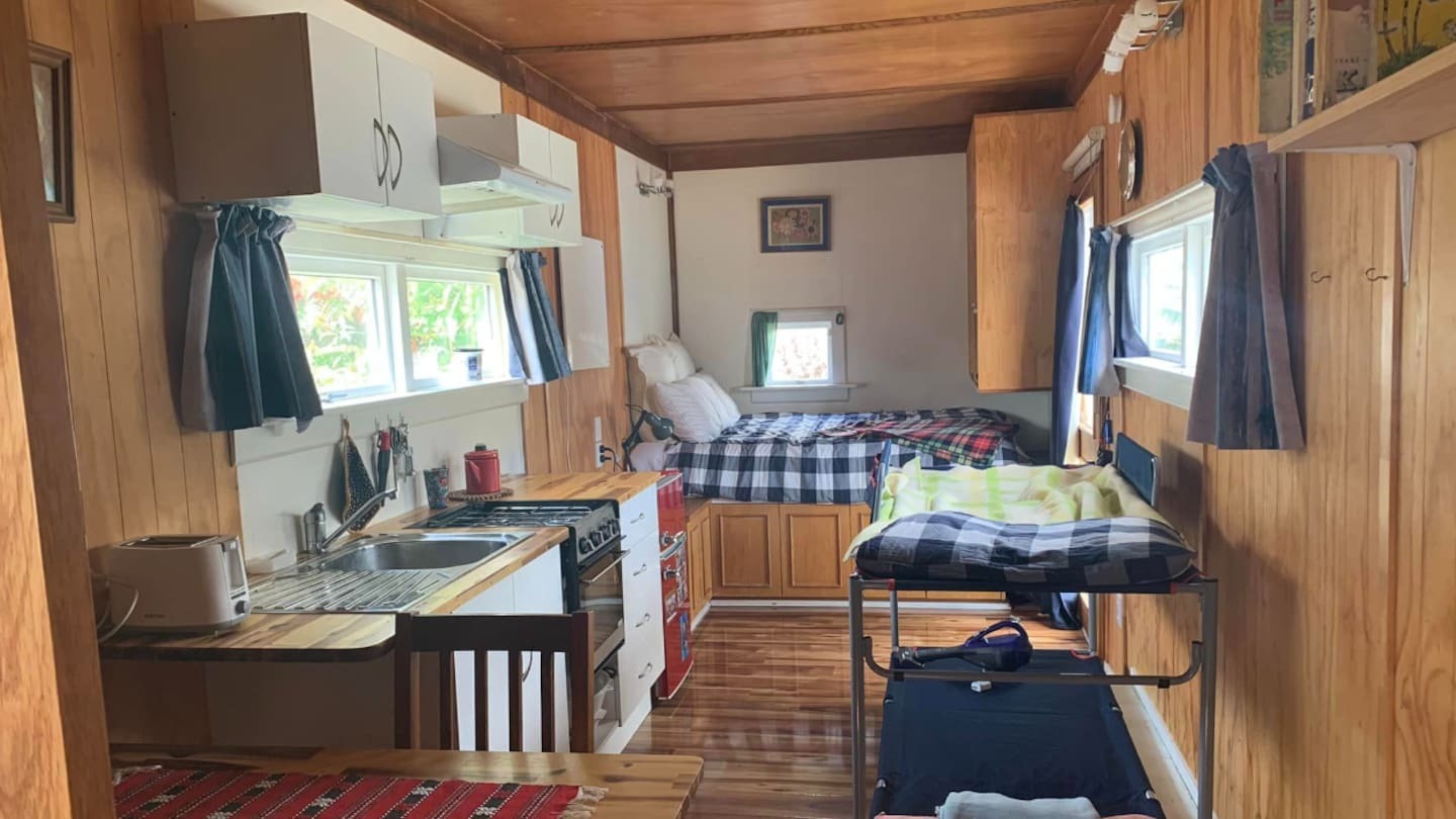A tiny home and trailer was stolen from the Waltham property in Christchurch around September 30. Photo / Facebook
