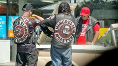 Mongrel Mob members gather for a 2015 tangi in Wairoa - a township which might soon see a ban of gang insignia from new headstones in the council-operated cemetery. Photo / NZME