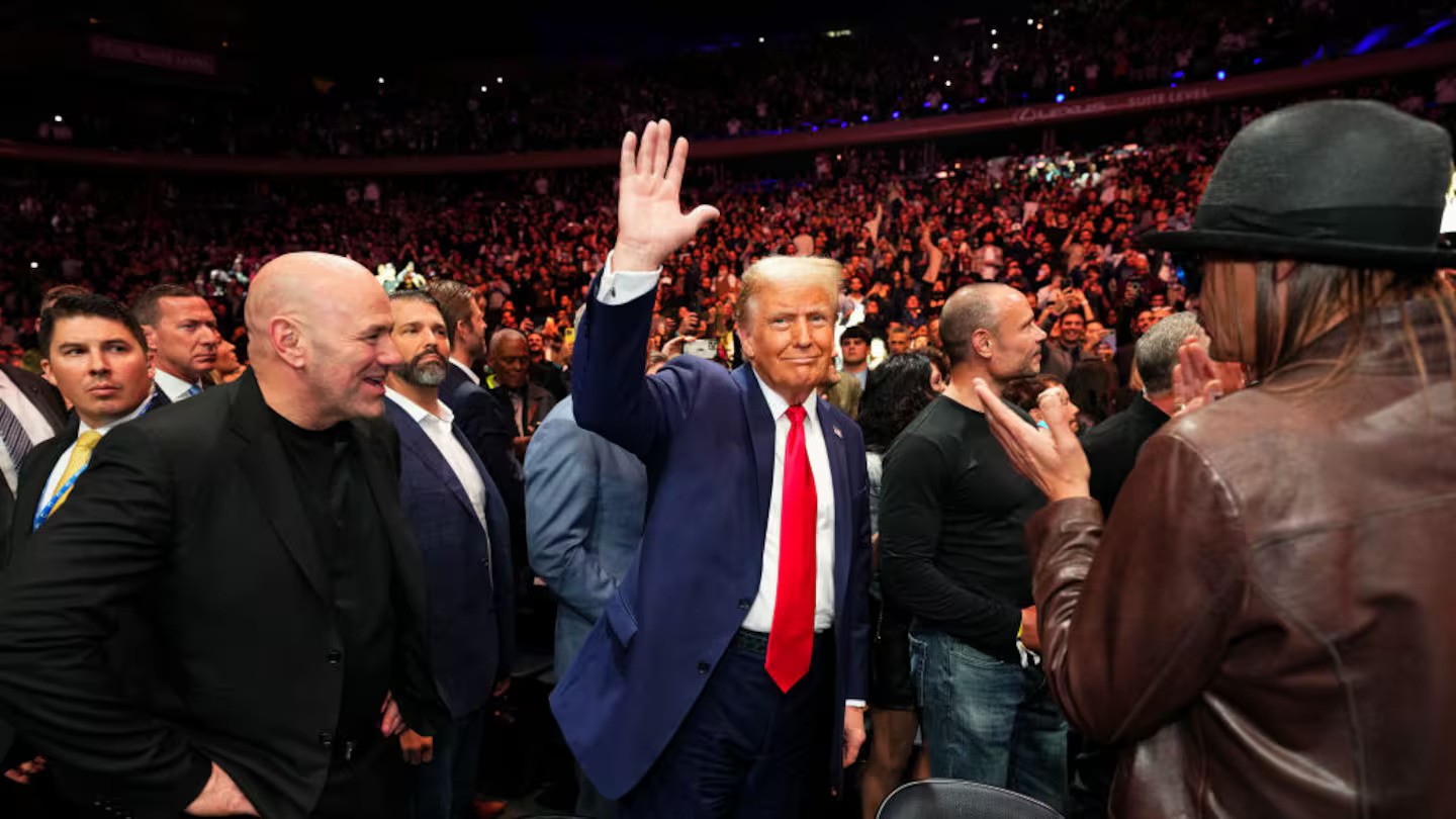 President-elect Donald Trump gestures to the crowd during the UFC 309 event at Madison Square Garden in New York City. Photo / Getty Images