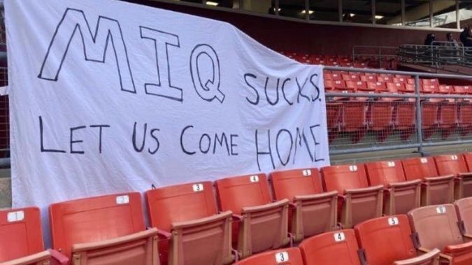 The banner hung at FedExField in Washington DC during the All Blacks - USA game. (Photo / Supplied)