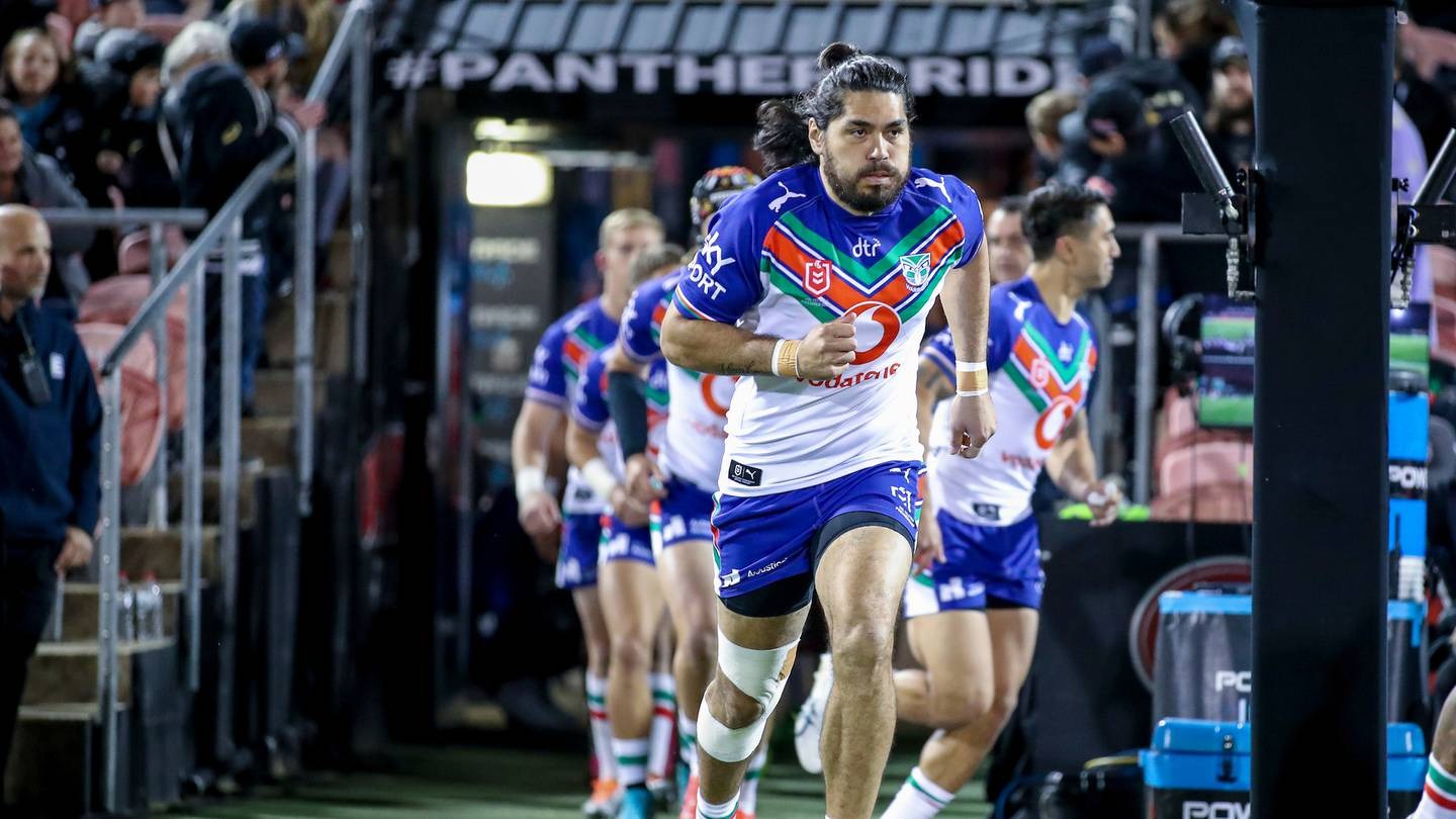 Tohu Harris leads the Warriors out. Photo / Photosport.co.nz
