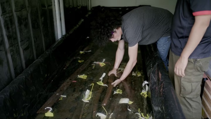 Nikau and his dad Vincent Dix uncovered a centuries-old waka on the Chatham Islands. Photo / Te Ao with Moana.