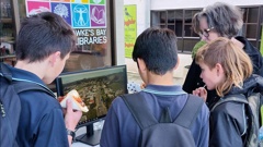 Students from Waipawa School check out a presentation of Waipawa’s proposed street changes.