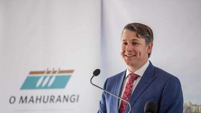 Former Transport Minister Michael Wood as the sod-turning ceremony for Penlink in December last year. Photo / Waka Kotahi