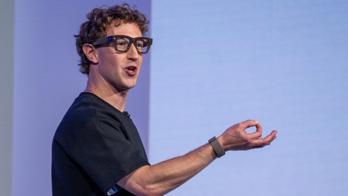 Mark Zuckerberg, chief executive officer of Meta Platforms Inc., wears a pair of Meta Ray-Ban Display AI glasses during the Meta Connect event in Menlo Park, California, US, on Wednesday, Sept. 17, 2025. Photo / David Paul Morris/Bloomberg via Getty Images