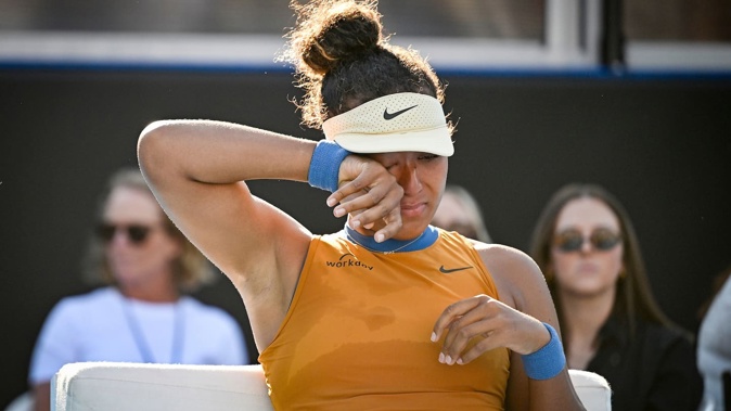 Naomi Osaka of Japan is emotional after forfeiting her match against Clara Tauson of Denmark in the Grand Final singles match of the 2024-25 Women’s ASB Classic WTA 250 tennis tournament at Manuka Doctor Arena, Auckland, New Zealand on Sunday 5 January 2025. Photo: Alan Lee / Photosport