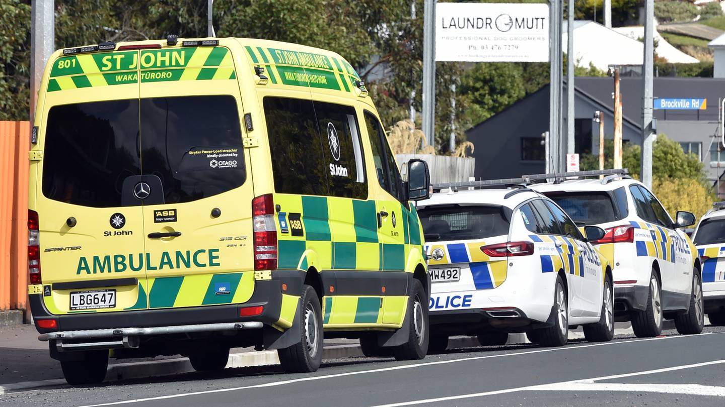 A large emergency service presence attended the scene at accommodation units near the intersection with Brockville Rd last month. (Photo / Peter McIntosh)