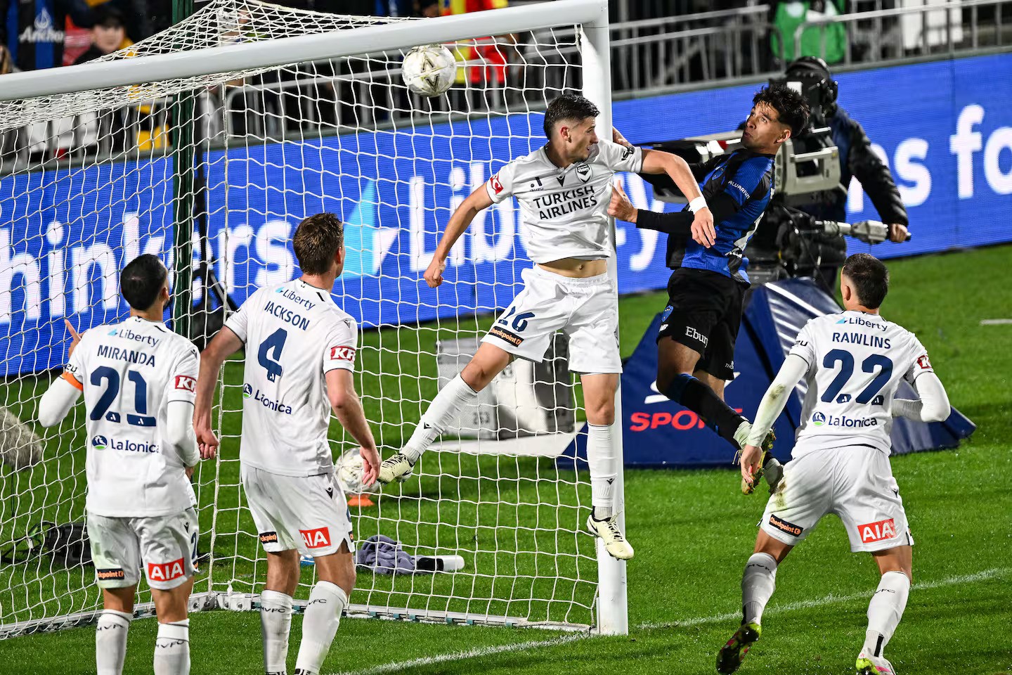 Logan Rogerson's goal was disallowed in Auckland FC's semifinal against the Melbourne Victory. Photo / Photosport