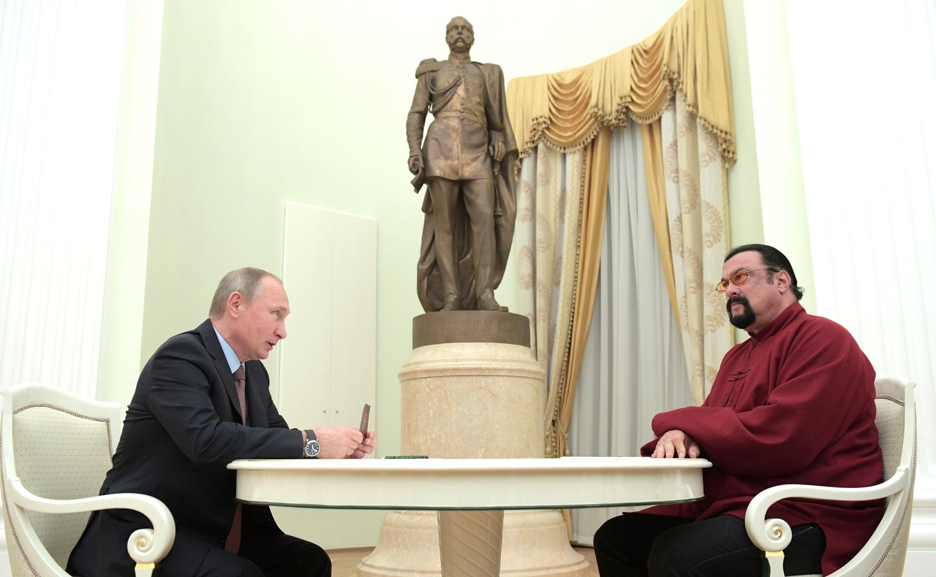 Steven Seagal received Russian citizenship from Vladimir Putin in 2016. Photo / CNN