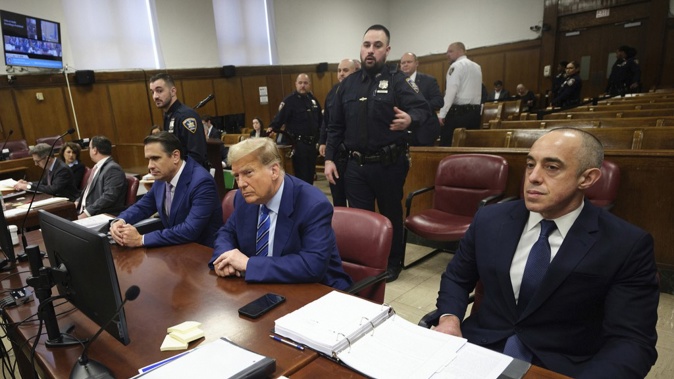 Former President Donald Trump appears at Manhattan criminal court, April 16, 2024, in New York. Photo / AP
