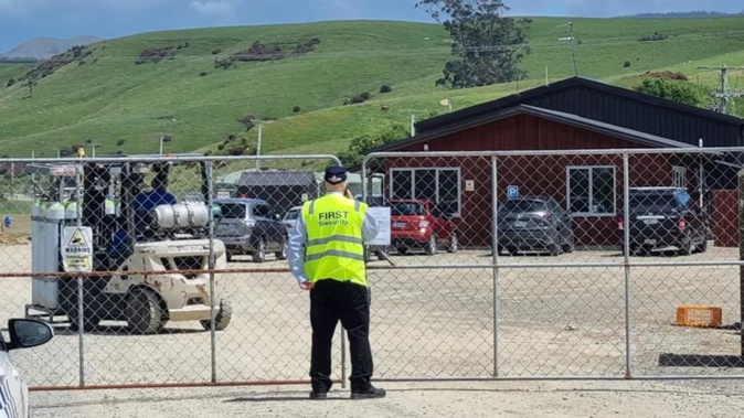 Disinfection and cleaning after the H7N6 strain was found at Hillgrove farm. Photo / RNZ / Tess Brunton