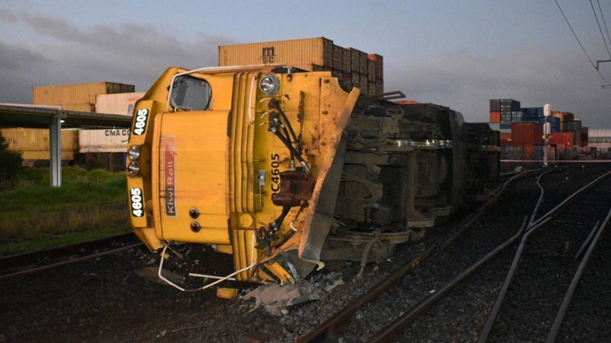 A switcher carriage came off the tracks last year near St John in Auckland. Photo / Darren Masters