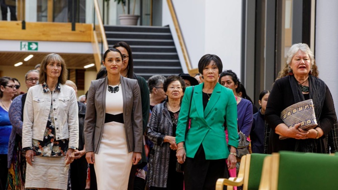 Rotorua mayor Tania Tapsell (centre) with deputy mayor Sandra Kai Fong on the right. Photo / Mead Norton