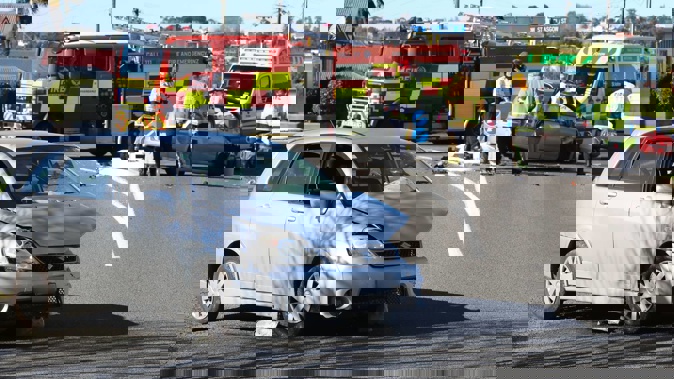The crash involved two cars and occurred at the roundabout of Bell and Glasgow St. Photo / Bevan Conley