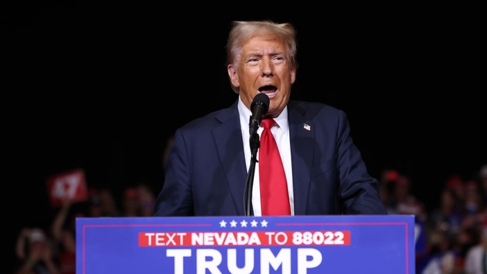Republican presidential nominee, former US President Donald Trump, speaks during a campaign rally at the Grand Sierra Resort in Reno, Nevada earlier this month. Photo / Getty Images