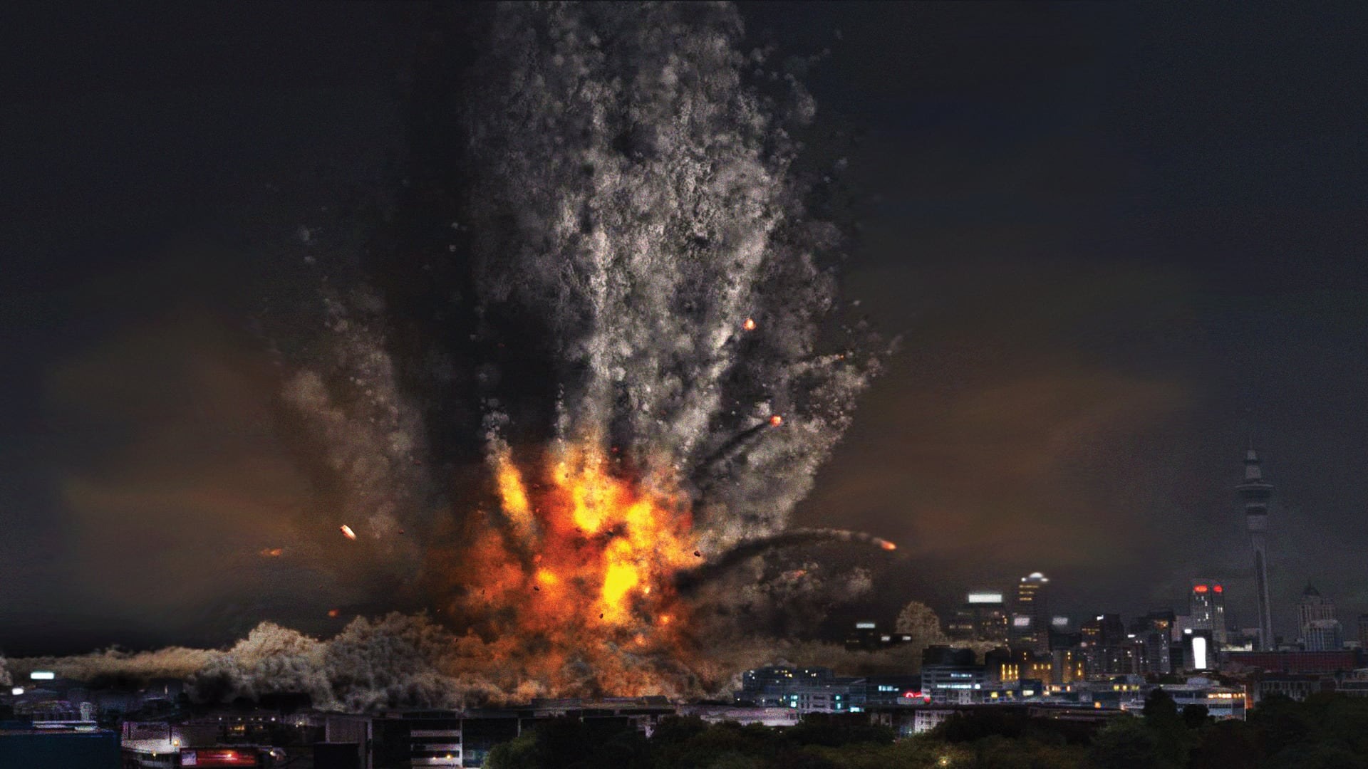 While its 53 volcanoes are considered unlikely to erupt again, the Auckland Volcanic Field is geologically young, potentially active and could unleash fast-moving surges of gas, widespread ashfall – and lava bombs and flows. Image / TV3