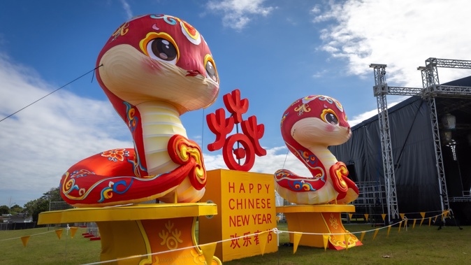 A Year of the Snake display at the BNZ Auckland Lantern Festival last month. Photo / Michael Craig