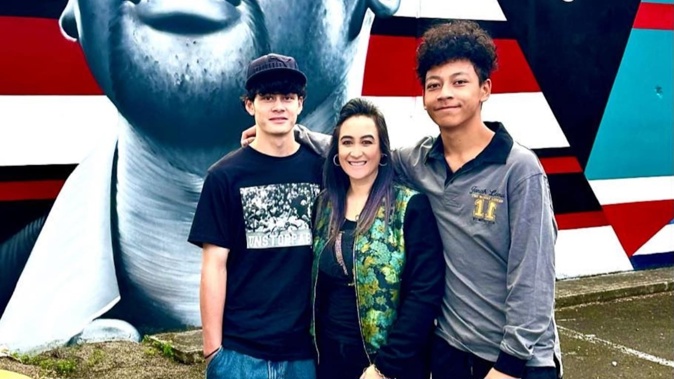 Nadene Lomu with her and Jonah's boys Dhyreille and Brayley.