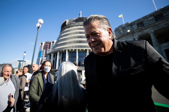 Brian Tamaki at Parliament Grounds last week, where he announced the formation of a new three-part6y coalition. Photo / George Heard