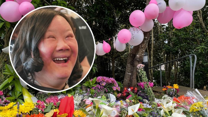 Floral tributes have gathered for Lena Zhang Harrap at Mt Albert. (Photo / NZ Herald)