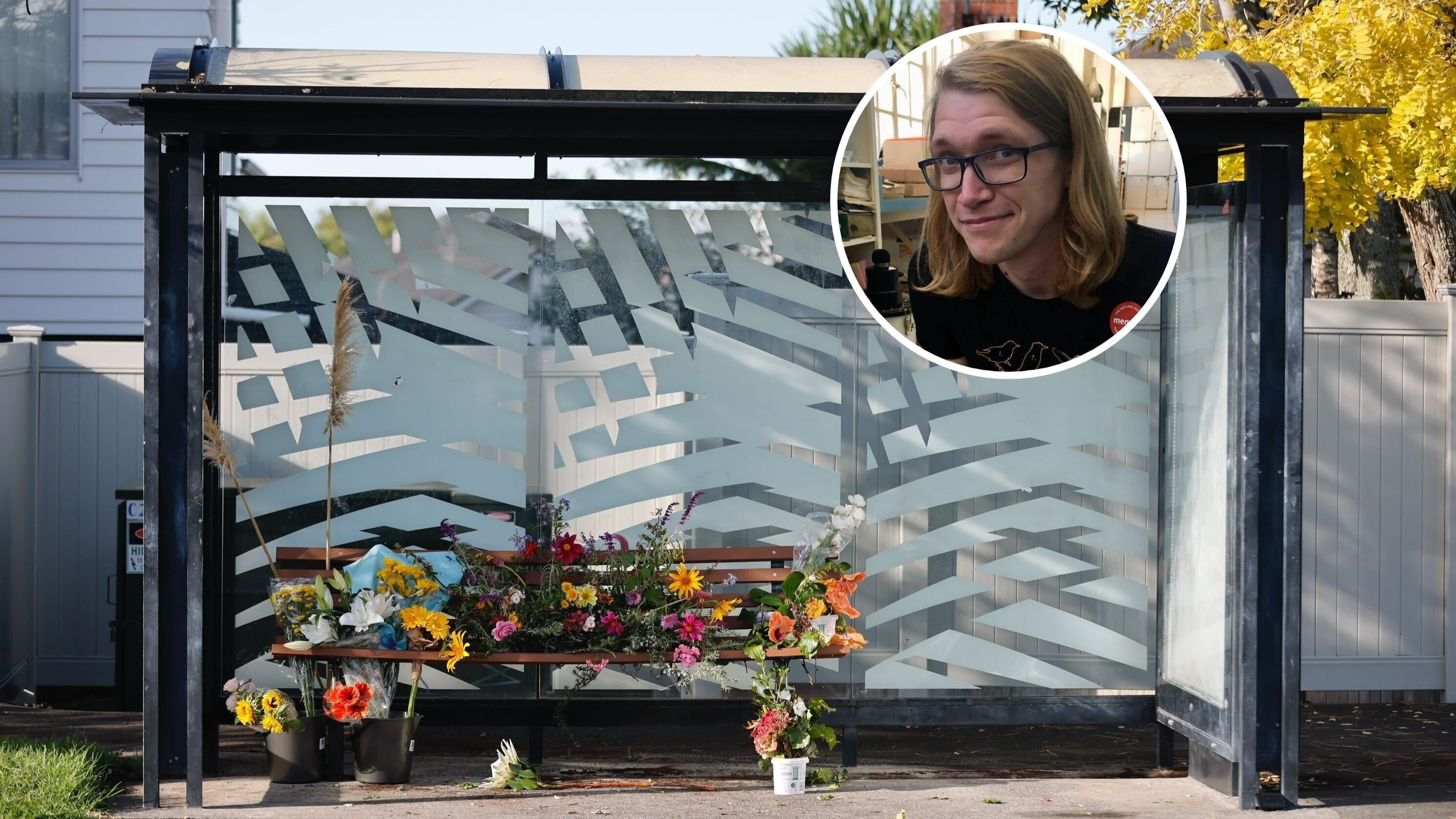 A makeshift memorial has been set up at an Auckland bus stop where Kyle Whorrall was killed.