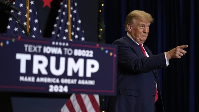 Former President Donald Trump at a rally in Waterloo, Iowa. Photo / AP