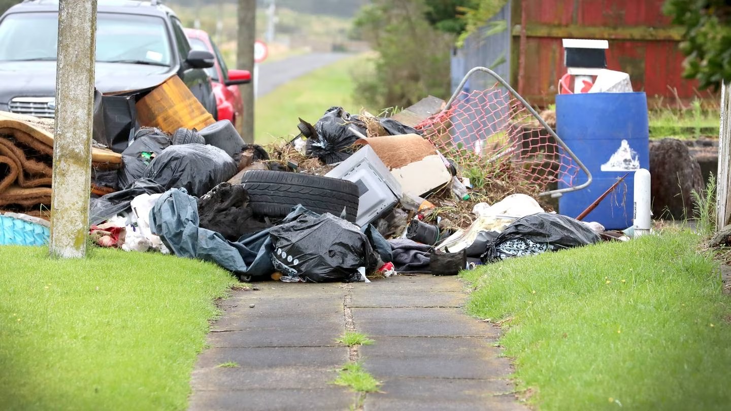 Neighbours complained to the council about rubbish blocking the footpath outside a Whanganui property. Photo / Bevan Conley
