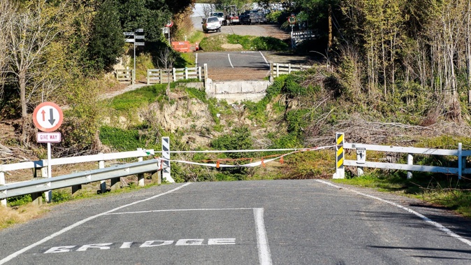 The Puketapu Bridge, pictured four months after Cyclone Gabrielle, was one of those destroyed in the Hastings District, typical of the damage indicating years of recovery ahead. Photo / NZME