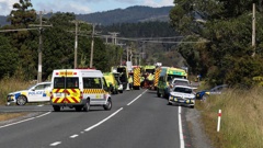 Five ambulances and two rapid response vehicles were dispatched alongside police and the Waipū Volunteer Fire Brigade. Photo / Michael Cunningham
