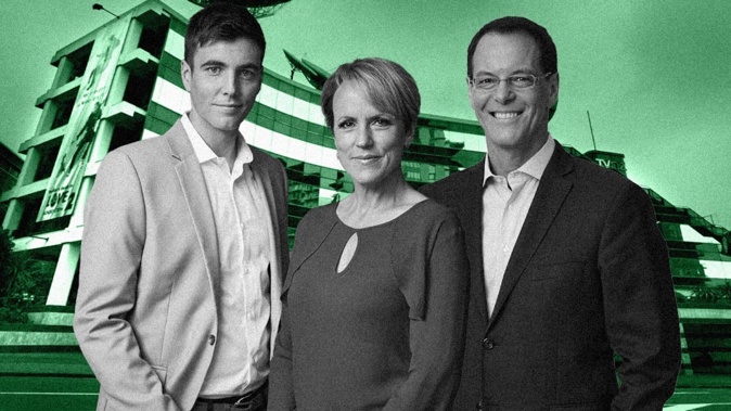 TVNZ broadcasters Jack Tame, Hilary Barry and Simon Dallow. Photo montage / Oliver Rusden