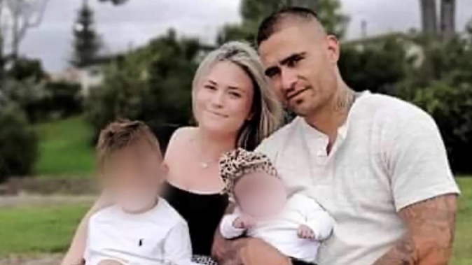 Lionel Allan with his wife and their two children in February 2022. Photo / Supplied