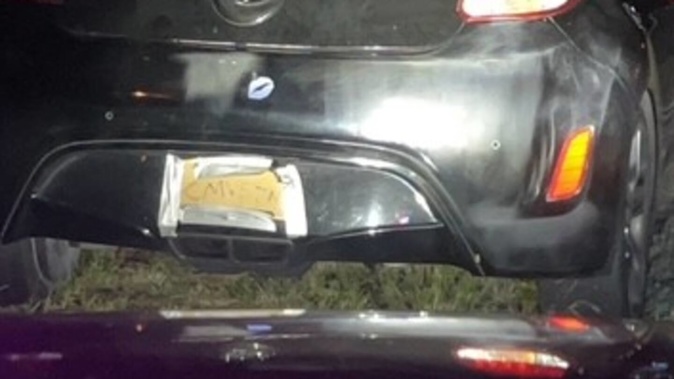 An Australian woman crafted cardboard number plates after hers were confiscated by police. Supplied / NSW Police