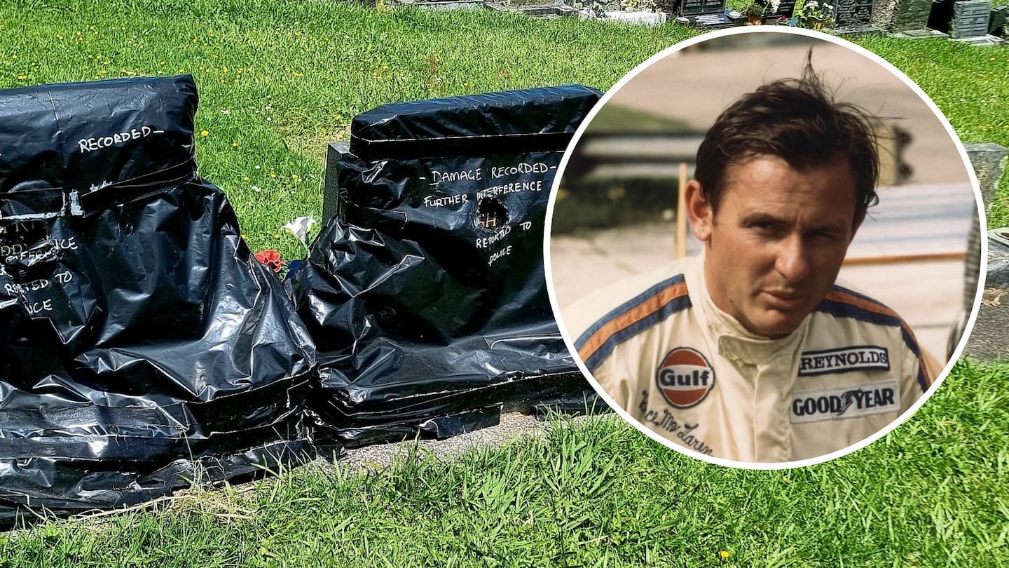 The gravestones of Bruce McLaren and his family at Waikumete Cemetery. Photo / Grave Guardians
