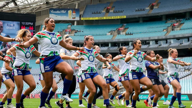 The Warriors NRLW team perform a haka in 2021. Photo / Photosport